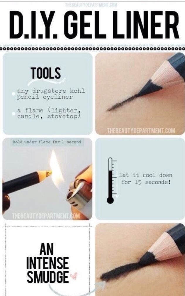 If you want a smudgy eyeliner look but only have a regular kohl pencil, heat up your pencil over a lighter for a few seconds to soften it.