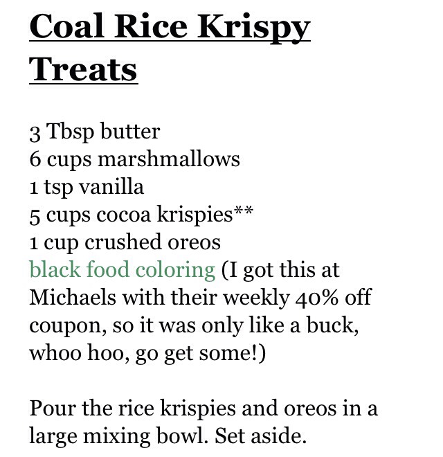Coal Rice Crispy Treats! Adorable For The Holidays 
