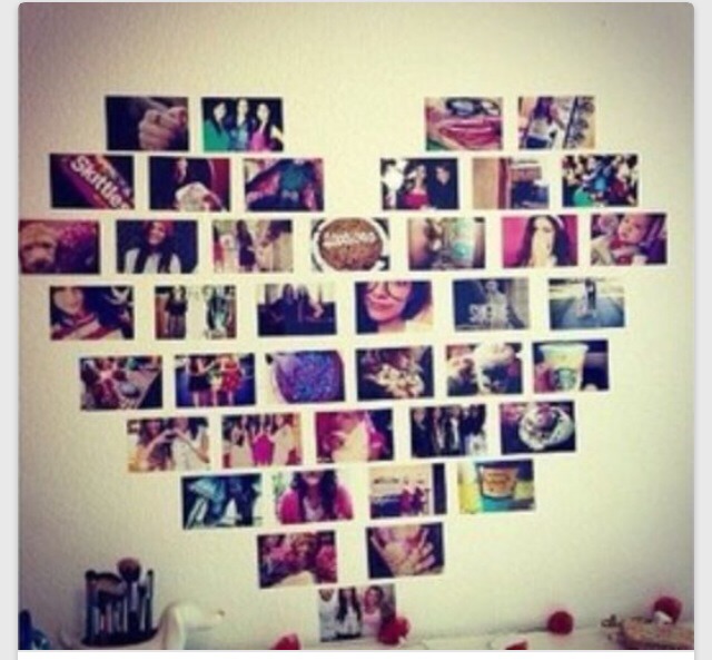 Another way to put up all those photos you have of you and all your friends and family. Set it up in a heart shape