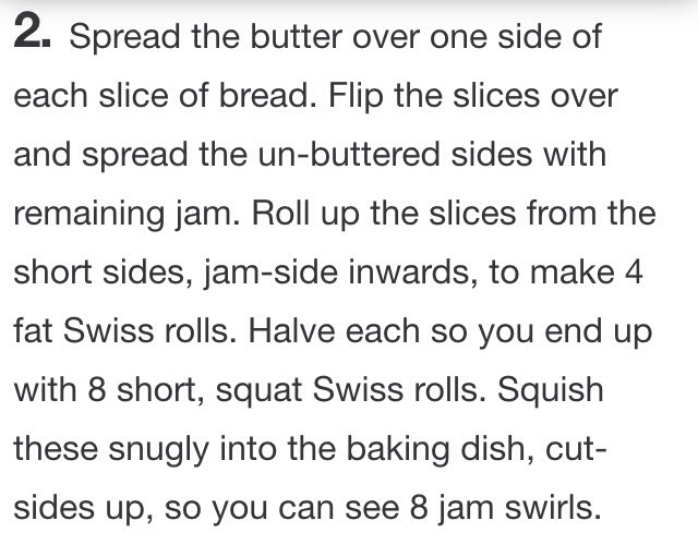 Jam roly poly bread and butter pudding