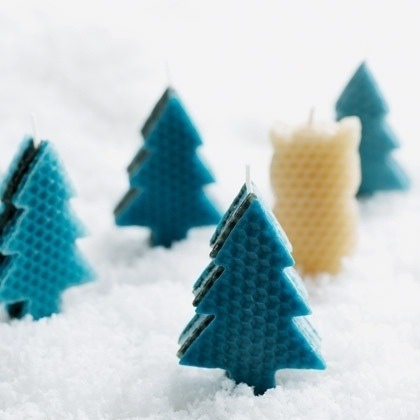 Make homemade holiday candles with honeycomb wax sheets.
