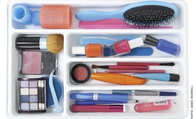 You know the thing you put forks and spoons in? You can also put makeup tools in there. Boom.