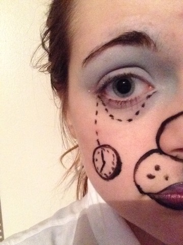 Alice In Wonderland: White Rabbit Half Face Face Paint.