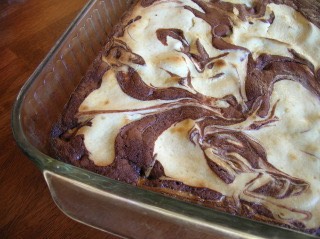 Easy Cream Cheese Brownies 

http://www.food.com/recipe/easy-cream-cheese-brownies-147796
