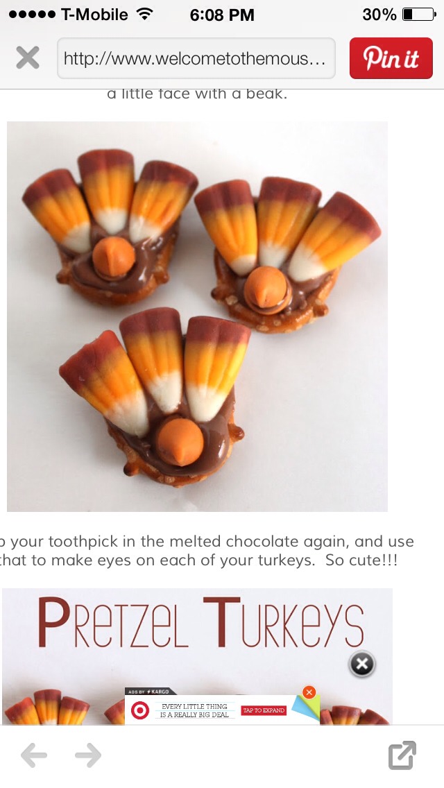 🎉DIY Pretzel Turkeys! Great For Thanksgiving!🎈🎈🎊🎊 Like For More💝👍👍👍💎⭐️✨🎀