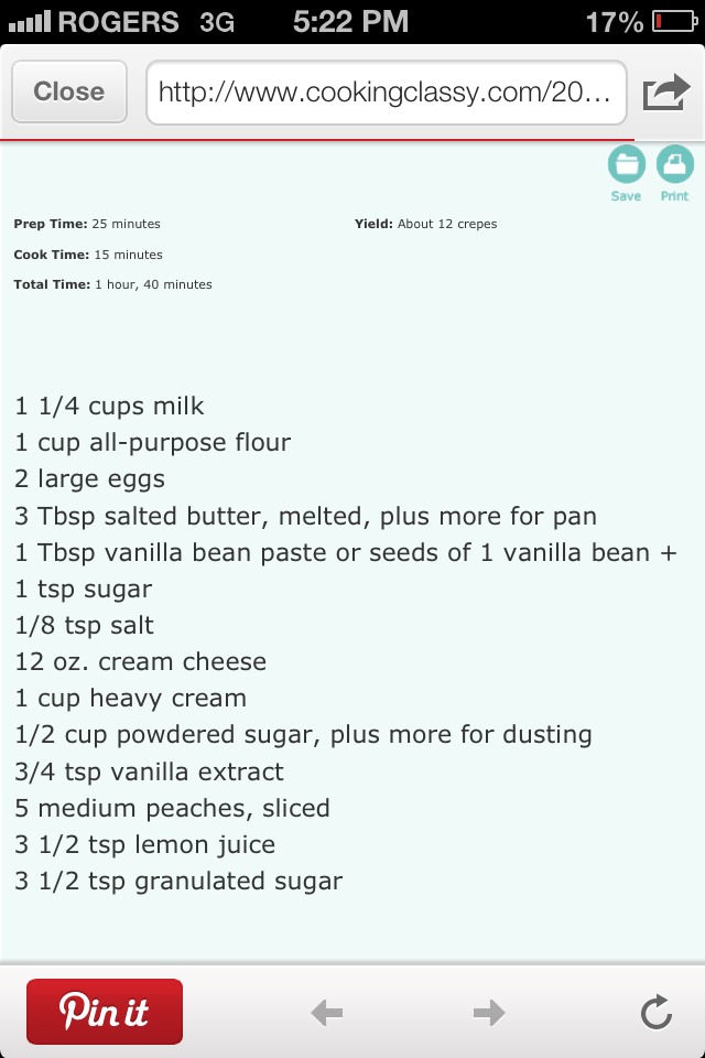 Vanilla Bean Crepes With Peaches And Cream!
