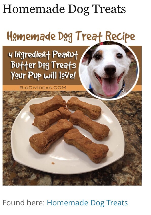 --> Full Recipe;
http://www.bigdiyideas.com/easy-recipe-for-homemade-peanut-butter-dog-treats/homemade-peanut-butter-dog-treat/