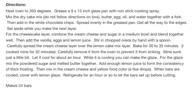 " Lemon Oreo Cheesecake Bars"💯