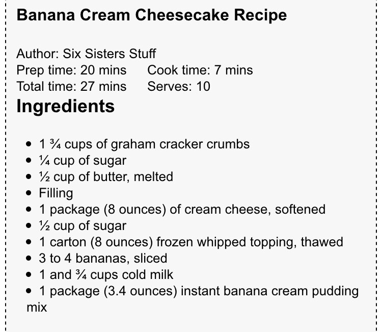 Banana Cream Cheesecake.