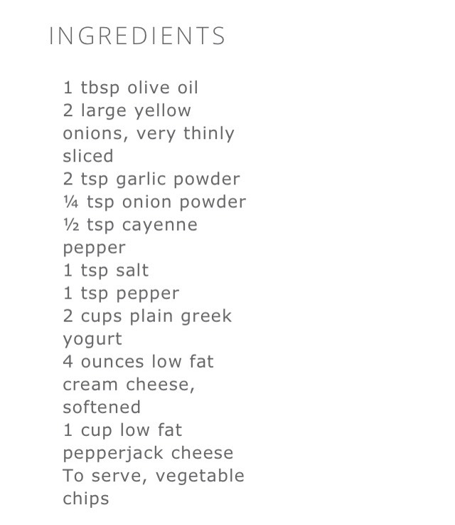 Greek Yogurt Pepper Jack & Caramelized Onion Dip