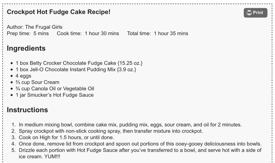 Crockpot Hot Fudge Cake