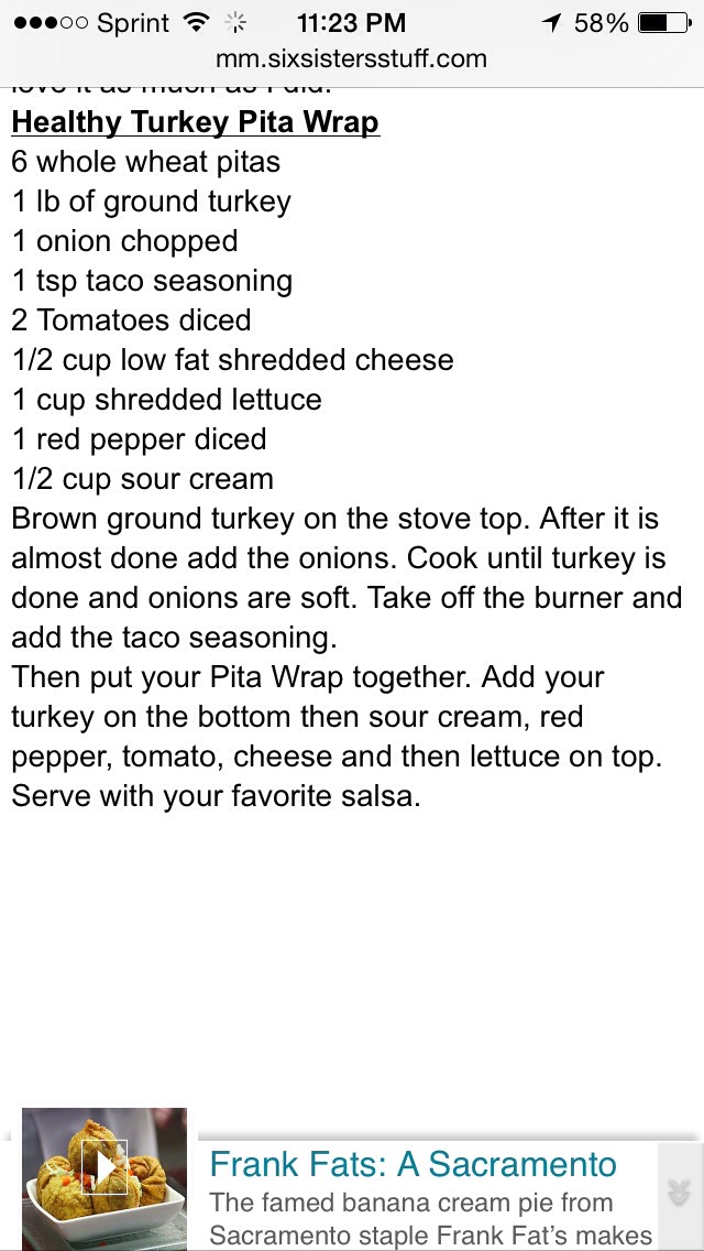 Healthy Turkey Pita Wrap