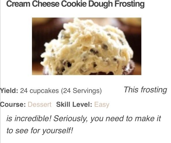 Cream Cheese Cookie Dough Frosting (no-egg!)