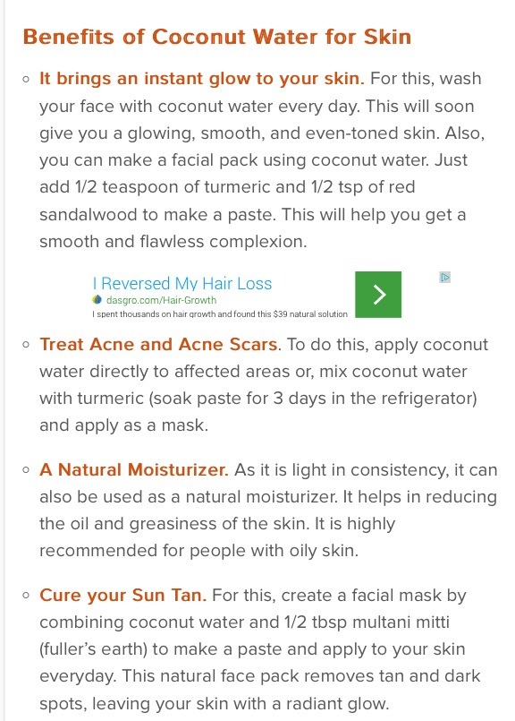 Coconut Water For Skin & Hair Care👍😃👌