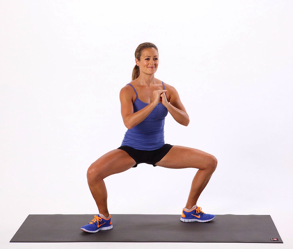 SQUATS: Do ten of these per day and you're sure to have a nice toned butt and abs, for an extra challenge add weights💪