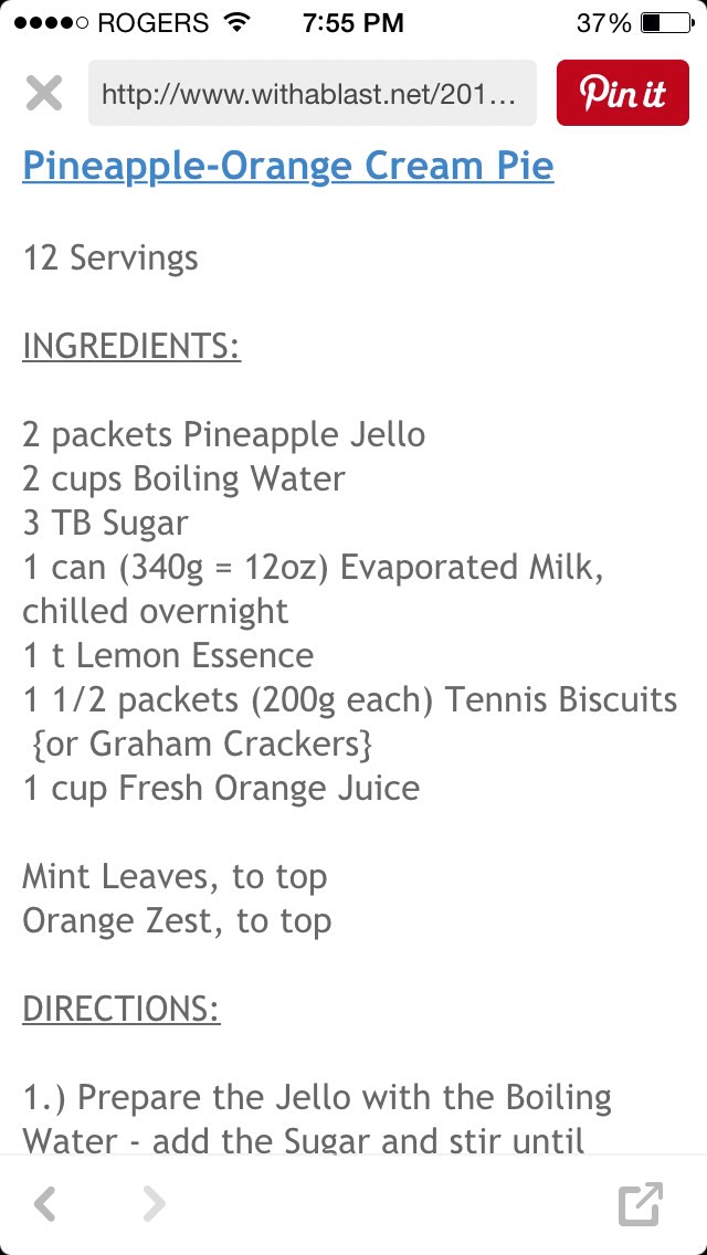 Pineapple Orange Cream No Bake