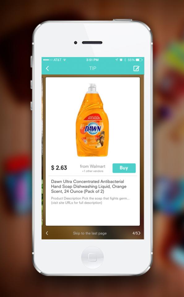 Publish your tip and you will find your shopable products in your tip!