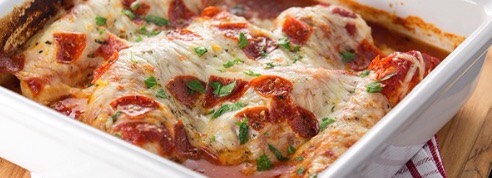 Cheesy pizza chicken 