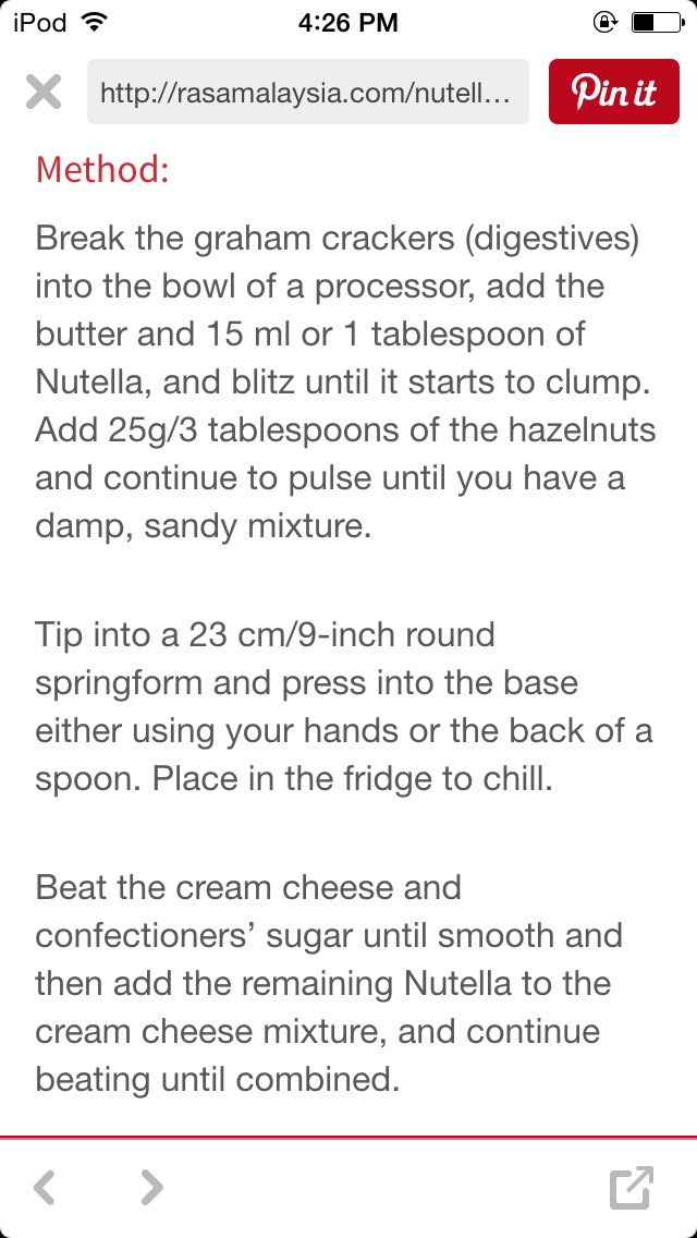 Nutella Cheese Cake Recipe 😋
