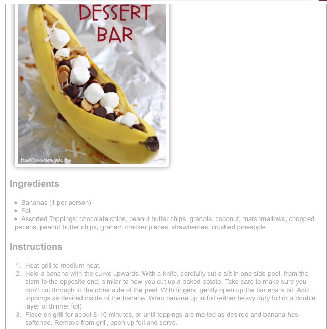 Grilled Banana Dessert 