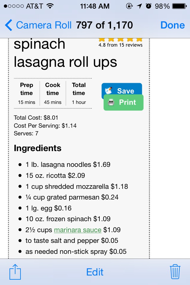 ✨✨Spinach Lasagna Roll Ups✨✨🍝