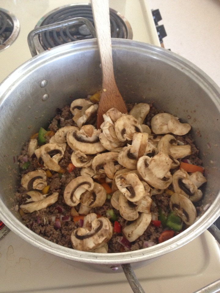 Then add in a 1/2 cup to a cup of mushrooms