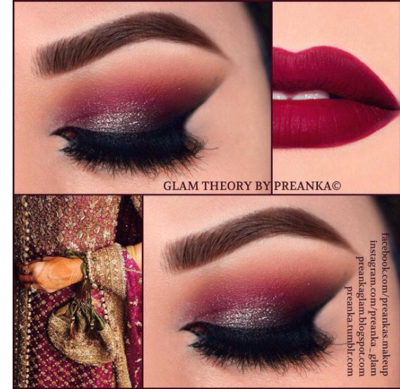 4. Sangria smokey eyes, chocolaty red lip. 