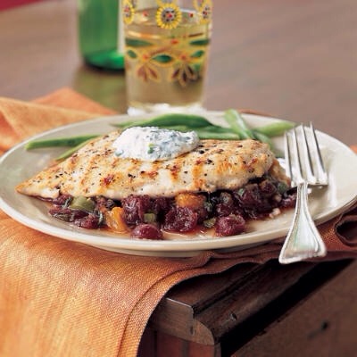 Pan-Grilled Chicken with Cranberry Salsa

