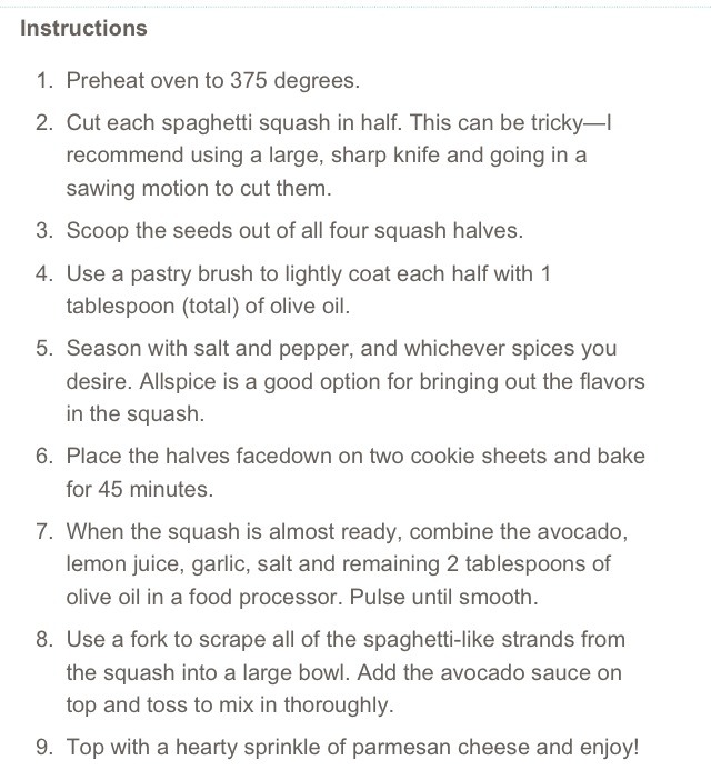 Spaghetti Squash With Creamy Avocado Sauce 