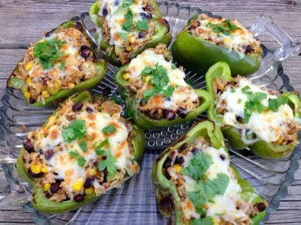 Southwest Stuffed Peppers
These hearty and satisfying southwest stuffed peppers can be put together ahead of time and then warmed on the grill when it's time for dinner. They can also be made as a side dish if you leave out the ground turkey.
