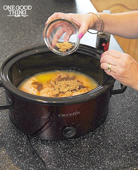 Add chicken and the other ingredients into your slow cooker. Stir.