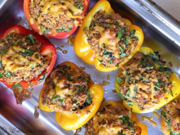 Bake until golden and the peppers are tender.