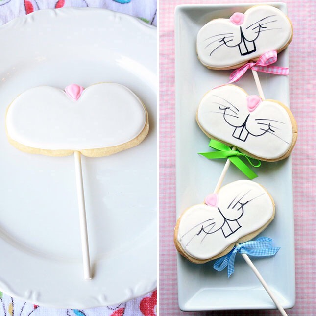 15. Funny Bunny Cookies: It ain’t a party unless there’s a photo booth involved. And these props are perfectly appropriate. Plus, they’re edible! Score! (via Munchkin Munchies)