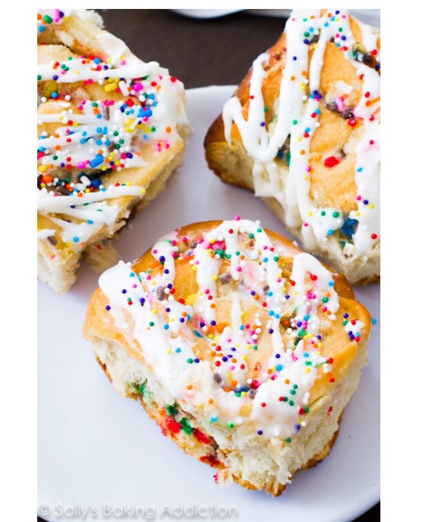 Cake Batter Cinnamon Rolls!!