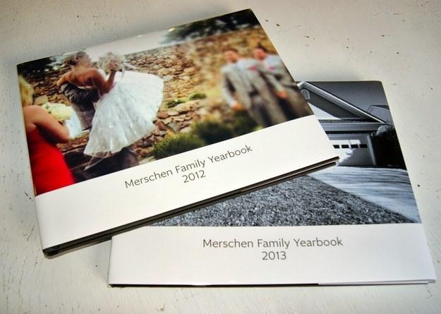 A collection of family yearbooks.