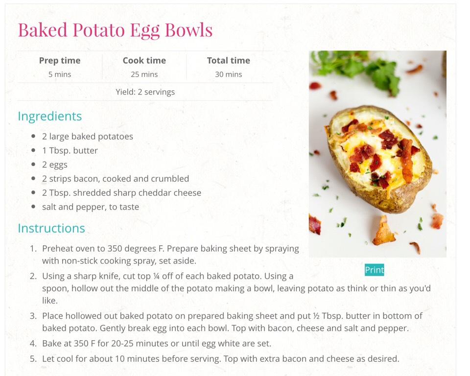 Bake Potato Egg Bowls 