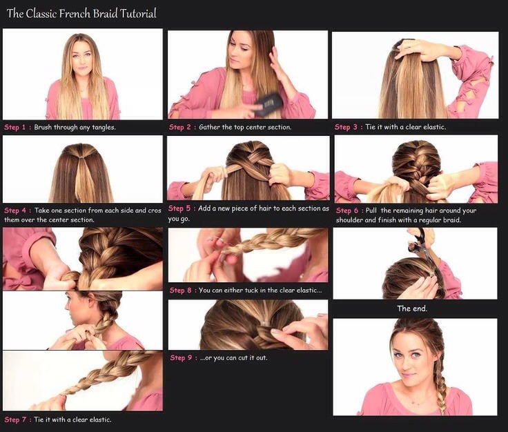 🎀 This braid is a bit hard , but you can do it girl . 

2⃣) The french braid . 