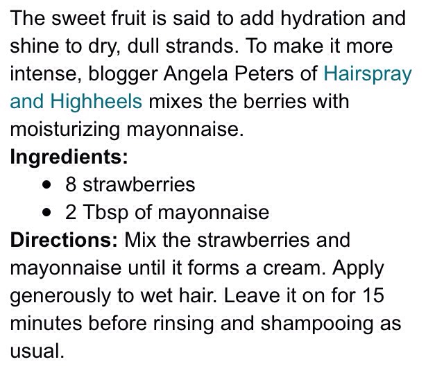 ✨Homemade Hair Treatment (Strawberry Shiner)✨