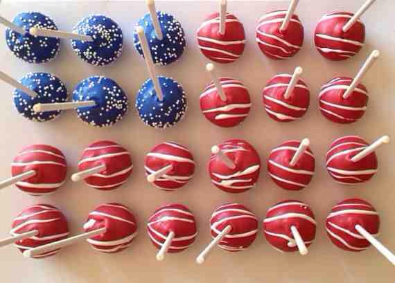 Make cake pops and dip in flag colors! Face down and arrange!