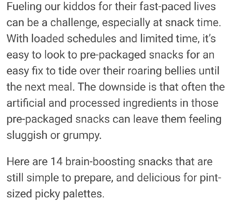 14 Brain Power Snacks For Your Kids!