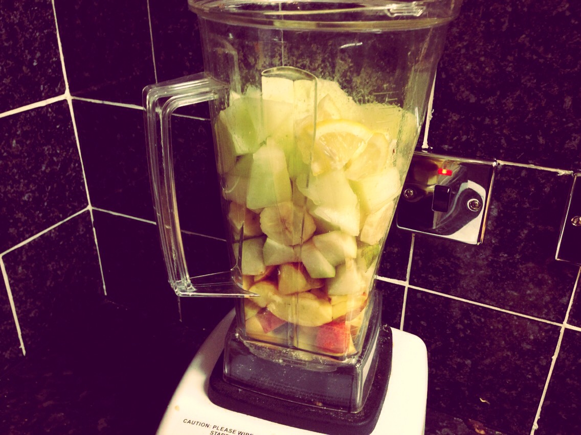 If your blender is small or even bigger you need to give a gentle whiz of the blender to brake down the fruits