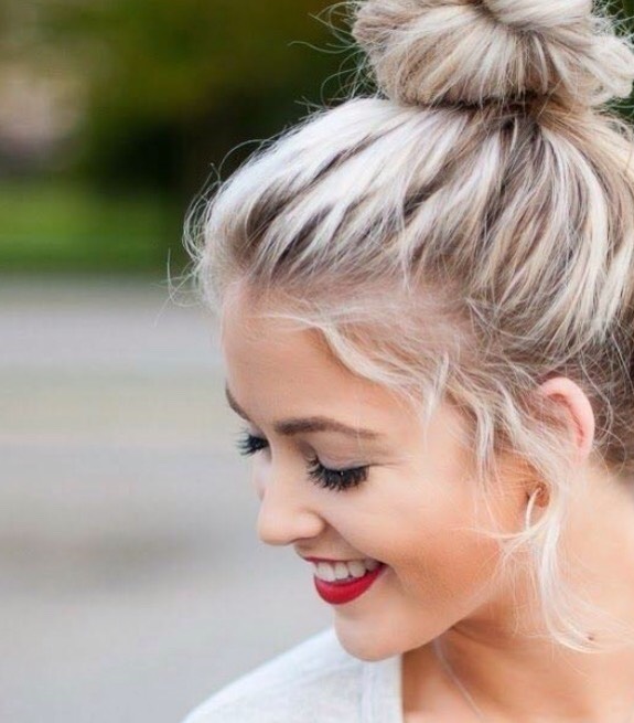 the super-famous messy bun 
I'm sure you know how to do this, but gather your hair at the top and twist than wrap around. done. *drops mic*
