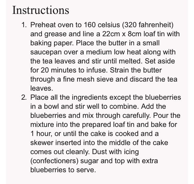 Blueberry And Earl Grey Tea Cake 