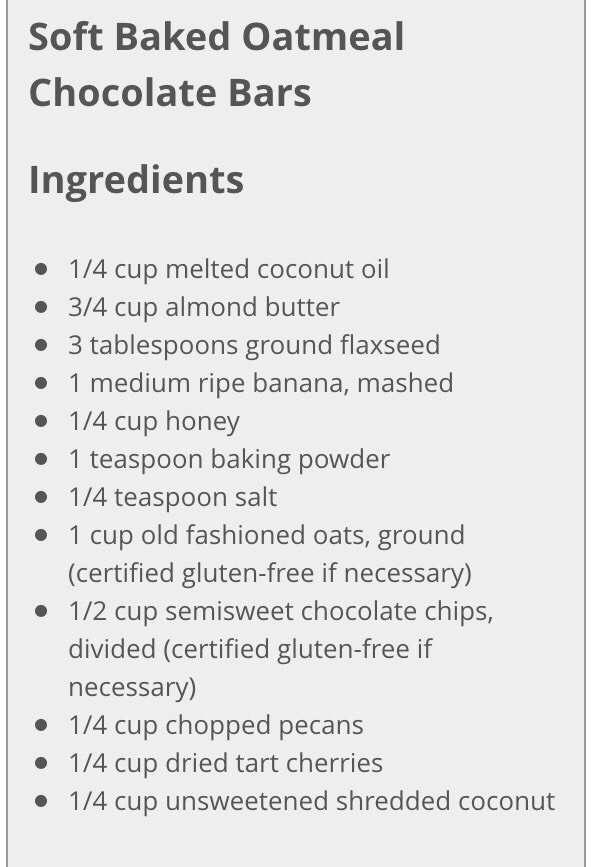 Soft Baked Oatmeal Chocolate Bars