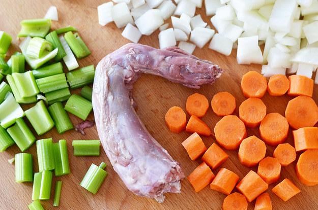 1. Make a super-rich, extra-flavorful poultry stock that you can use to add a ton of savory flavor. Make a basic chicken stock, but add the turkey neck that comes inside your turkey to the chicken bones. When it’s done, simmer it on the stove until it’s reduced by half.