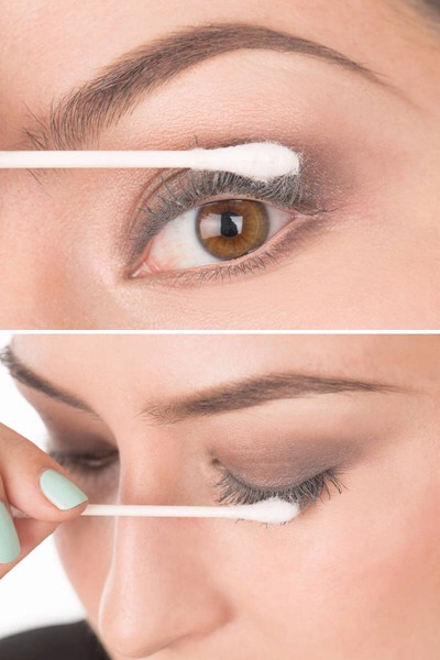 1. Plump Your Lashes Apply two coats of mascara; then dip a cotton swab in baby powder and brush it onto your lashes. Finish with two more coats of mascara and boom—major lashes without the hassle of falsies!