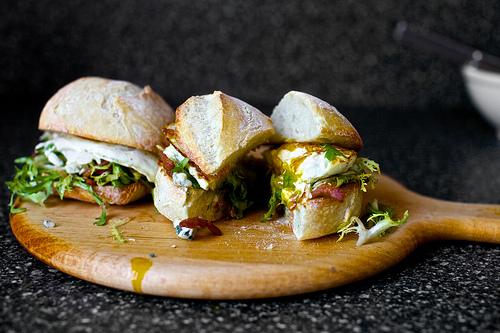 Fried Egg Sandwich With Bacon And Blue Cheese