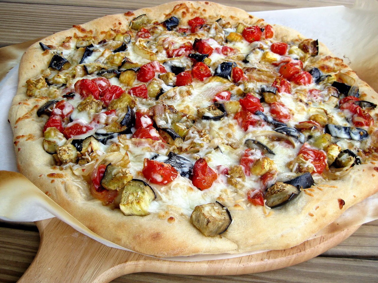 12. Eggplant Make Meatball Pizza top with breaded and fried eggplant slices and ricotta instead of the meatballs.