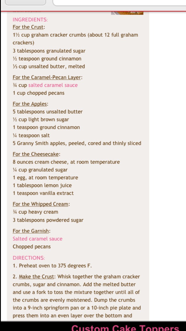 Carmel Apple Cheese Pie 