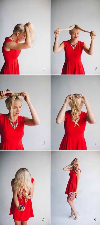 How to easily curl hair. 
Pony tail - 3 sections - curl - remove ponytail - separate curls - hairspray